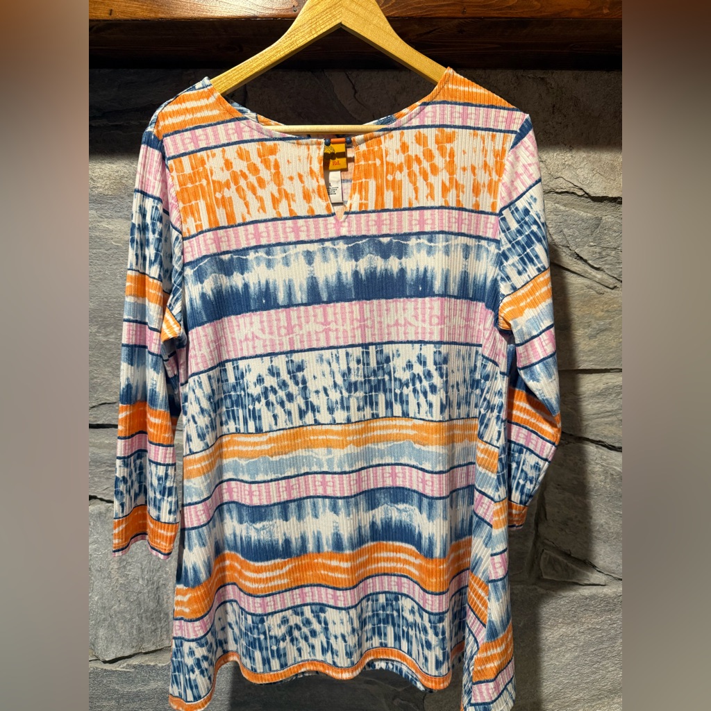Ruby Rd Brand Colorful Striped Womens Top